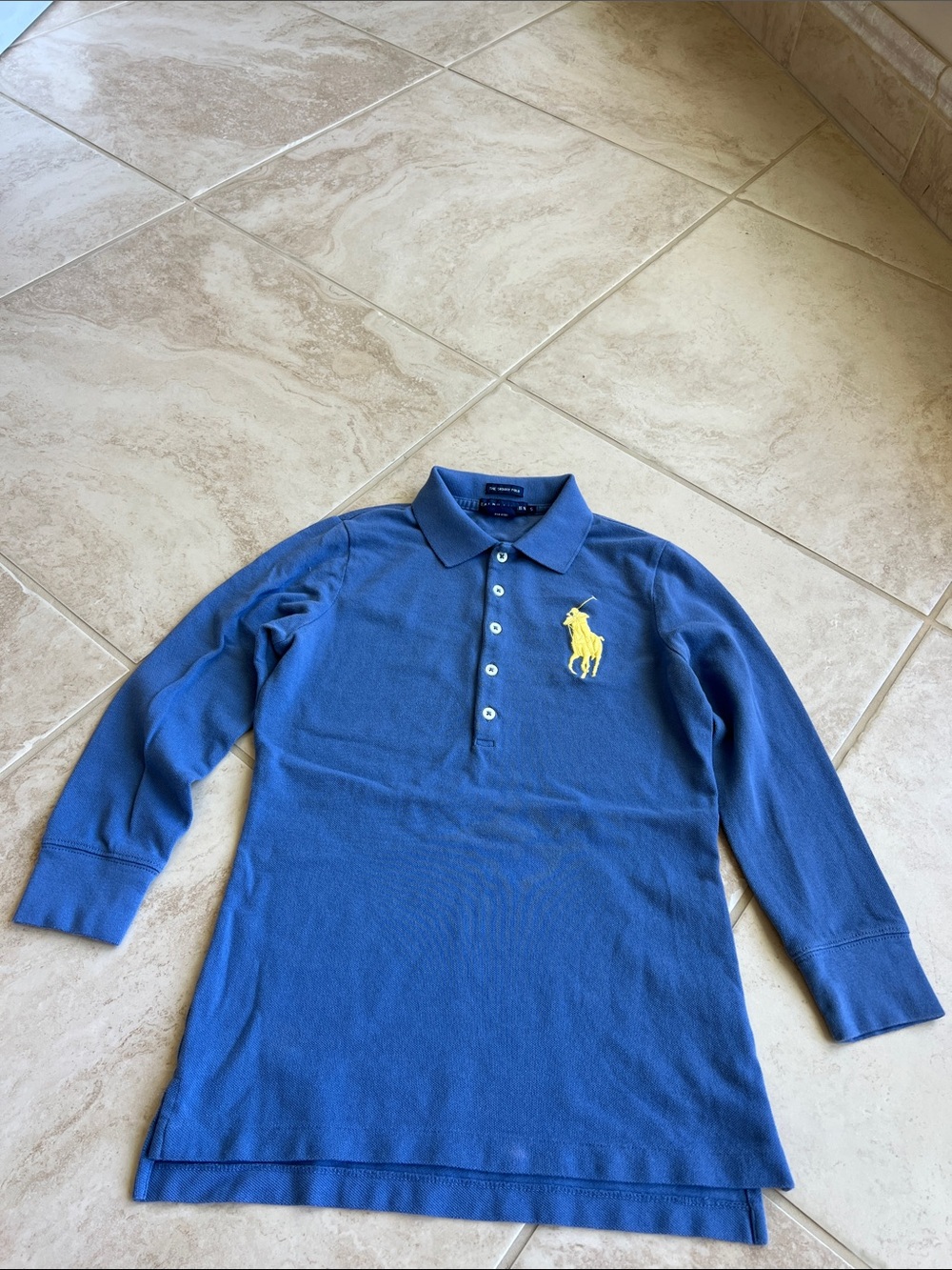 Ralph Lauren Blue Long Sleeve Polo with Yellow Pony